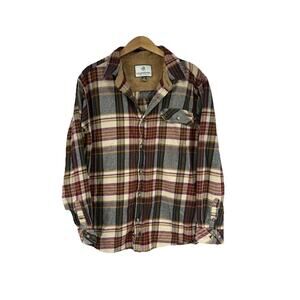 Legendary Whitetails Shirt Men Large Plaid 100% Cotton Flannel Button Up Red